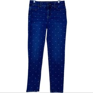 Talbots Simply Flattering 5 Pocket Jeans Size 6 Printed Denim Polka Dots